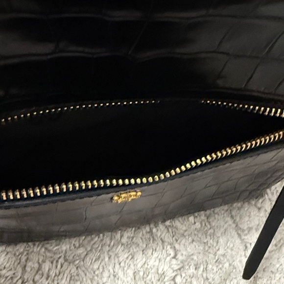 NWOT Tory Burch Black Croc-Embossed Mini Backpack with Gold Details - Picture 7 of 11